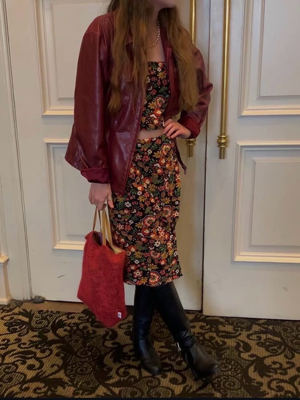 Floral Print Midi Skirt and Top Set